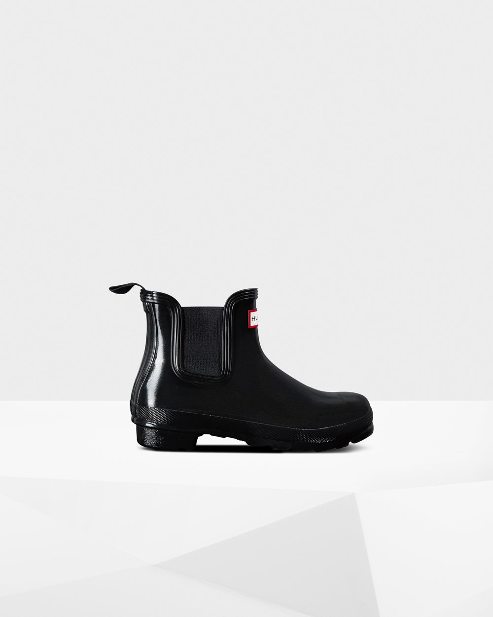 Hunter Original Gloss Chelsea Boots - Sale Clearance Womens Black - TUGZNI214